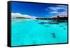 Overwater Bungallows in Blue Lagoon around Tropical Island-Martin Valigursky-Framed Stretched Canvas