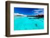 Overwater Bungallows in Blue Lagoon around Tropical Island-Martin Valigursky-Framed Photographic Print