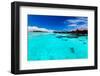 Overwater Bungallows in Blue Lagoon around Tropical Island-Martin Valigursky-Framed Photographic Print