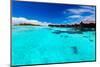 Overwater Bungallows in Blue Lagoon around Tropical Island-Martin Valigursky-Mounted Photographic Print