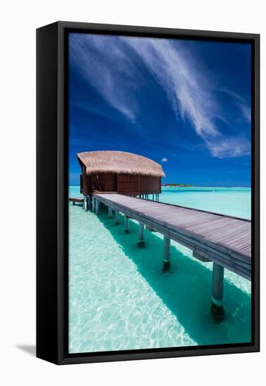 Overwater Bungalow in Blue Lagoon around Tropical Island-Martin Valigursky-Framed Stretched Canvas