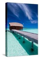 Overwater Bungalow in Blue Lagoon around Tropical Island-Martin Valigursky-Stretched Canvas