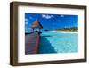 Overwater Spa in Blue Lagoon around Tropical Island-Martin Valigursky-Framed Premium Photographic Print