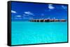 Overwater Villas in Blue Tropical Lagoon of Shallow Water-Martin Valigursky-Framed Stretched Canvas