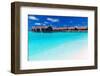 Overwater Villas in Blue Tropical Lagoon with White Sandy Beach-Martin Valigursky-Framed Photographic Print