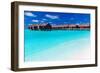 Overwater Villas in Blue Tropical Lagoon with White Sandy Beach-Martin Valigursky-Framed Photographic Print