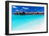 Overwater Villas in Blue Tropical Lagoon with White Sandy Beach-Martin Valigursky-Framed Photographic Print