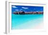 Overwater Villas in Blue Tropical Lagoon with White Sandy Beach-Martin Valigursky-Framed Photographic Print