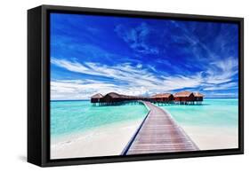 Overwater Villas on the Tropical Lagoon-Martin Valigursky-Framed Stretched Canvas