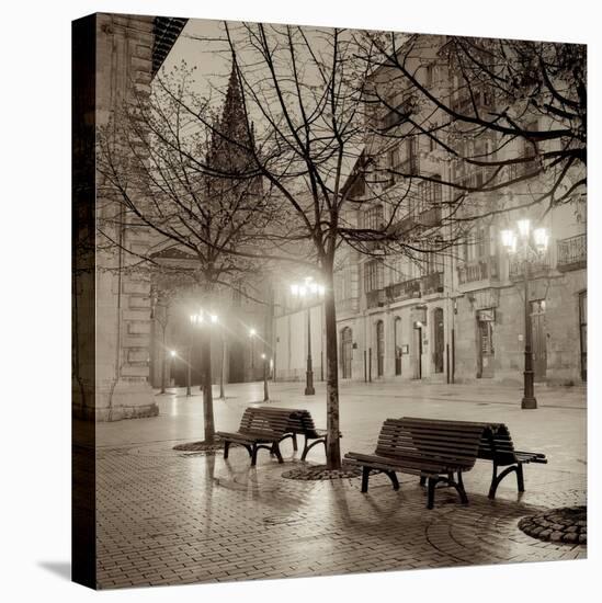 Oviedo Cathedral y Bancs #2-Alan Blaustein-Stretched Canvas