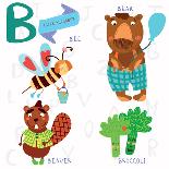 Very Cute Alphabet.M Letter.Monkey, Mushrooms, Mail, Mailbox, Mouse.-Ovocheva-Art Print