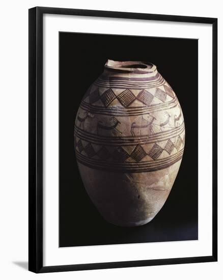 Ovoid Jar Decorated with Geometric and Zoomorphic Motifs from Tell Hassan-null-Framed Giclee Print