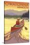 Owatonna, Minnesota - Canoe Scene-Lantern Press-Stretched Canvas