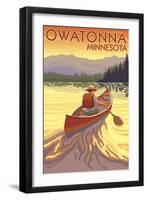 Owatonna, Minnesota - Canoe Scene-Lantern Press-Framed Art Print