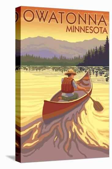 Owatonna, Minnesota - Canoe Scene-Lantern Press-Stretched Canvas