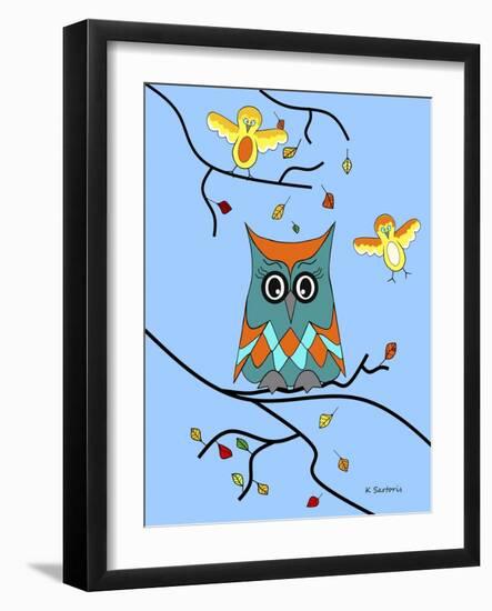 Owl And Birds-Sartoris ART-Framed Giclee Print