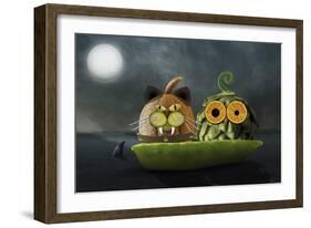 Owl and Cat-Carrie Webster-Framed Giclee Print