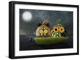 Owl and Cat-Carrie Webster-Framed Giclee Print