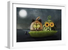 Owl and Cat-Carrie Webster-Framed Giclee Print