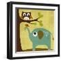 Owl and Elephant-Nancy Lee-Framed Art Print