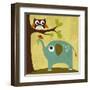 Owl and Elephant-Nancy Lee-Framed Art Print
