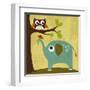 Owl and Elephant-Nancy Lee-Framed Art Print