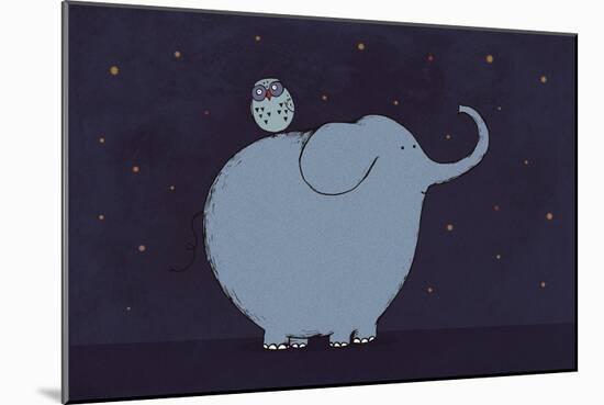 Owl and Elephant-Carla Martell-Mounted Giclee Print