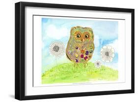 Owl and Flowers-Ingrid Blixt-Framed Art Print