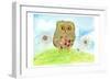 Owl and Flowers-Ingrid Blixt-Framed Art Print