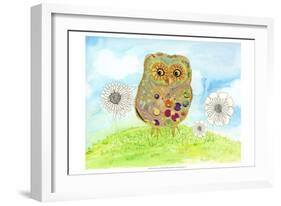 Owl and Flowers-Ingrid Blixt-Framed Art Print