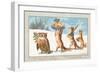 Owl and Foxes Carrying Christmas Feast, Christmas Card-null-Framed Giclee Print