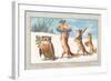 Owl and Foxes Carrying Christmas Feast, Christmas Card-null-Framed Giclee Print