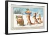 Owl and Foxes Carrying Christmas Feast, Christmas Card-null-Framed Giclee Print