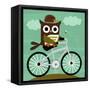 Owl and Hedgehog on Bicycle-Nancy Lee-Framed Stretched Canvas