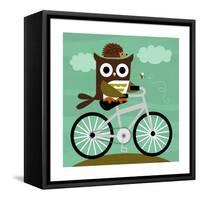 Owl and Hedgehog on Bicycle-Nancy Lee-Framed Stretched Canvas