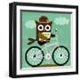 Owl and Hedgehog on Bicycle-Nancy Lee-Framed Art Print