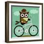 Owl and Hedgehog on Bicycle-Nancy Lee-Framed Art Print