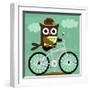 Owl and Hedgehog on Bicycle-Nancy Lee-Framed Art Print