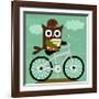 Owl and Hedgehog on Bicycle-Nancy Lee-Framed Art Print