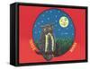 Owl and Moon-null-Framed Stretched Canvas