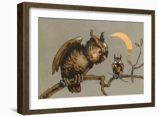 Owl and Owlet-null-Framed Art Print
