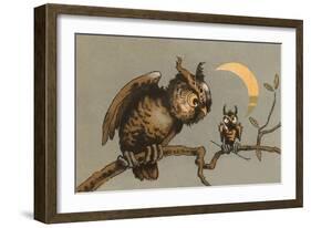 Owl and Owlet-null-Framed Art Print