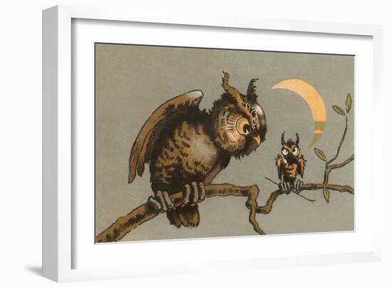 Owl and Owlet-null-Framed Art Print