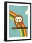 Owl and Rainbow-Dicky Bird-Framed Premium Giclee Print