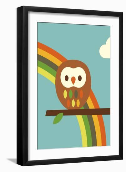 Owl and Rainbow-Dicky Bird-Framed Giclee Print