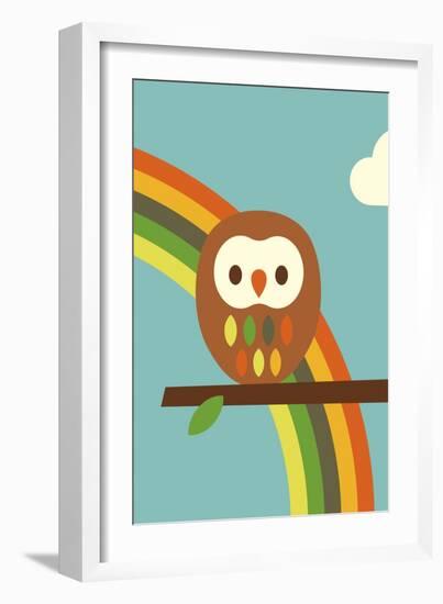 Owl and Rainbow-Dicky Bird-Framed Giclee Print