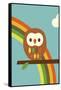 Owl and Rainbow-Dicky Bird-Framed Stretched Canvas