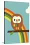 Owl and Rainbow-Dicky Bird-Stretched Canvas