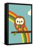 Owl and Rainbow-Dicky Bird-Framed Stretched Canvas