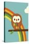 Owl and Rainbow-Dicky Bird-Stretched Canvas